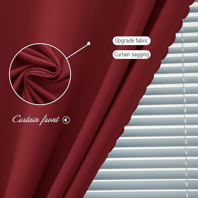 Self Adhesive Curtains, Stick Curtain Blackout Shades Window Cover Curtains for Living Room No Drilling, 47" W X 59" L, Burgundy, 1 Panel
