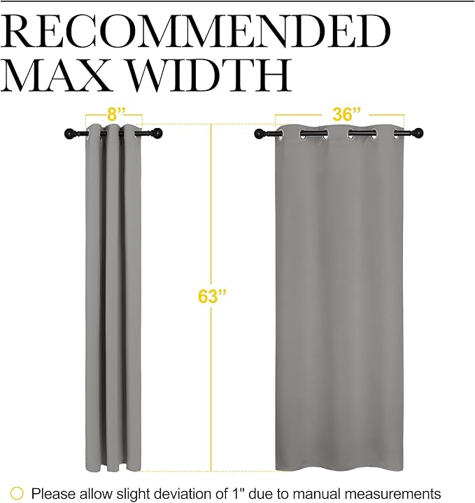 NICETOWN Blackout Curtains 63 inches Long, Thermal Insulated Solid Grommet Top Blackout Curtains/Drapes for Office (Sand Color, 1 Pair, 42 x 63 inches)