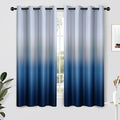 SimpleHome Ombre Curtains 52 x 63 Inch for Bedroom 2 Panels, Gradient Grey White to Blue Light Blocking Thermal Insulated Grommet Room Darkening Window Curtain/Drapes for Living Room