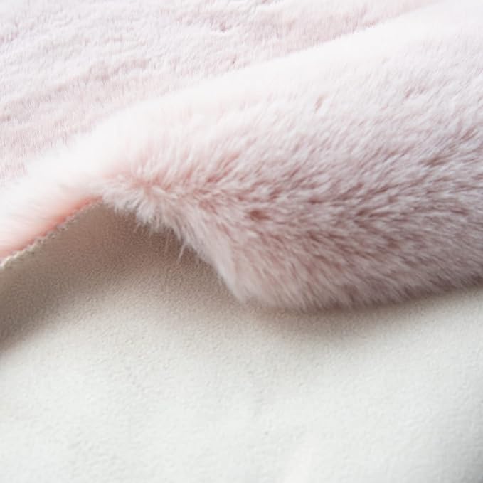 ORINOVA Pink Washable Fluffy Rug 5x7 Area Rugs for Bedroom Plush Faux Rabbit Shag Fur Rug for Living Room Nursery