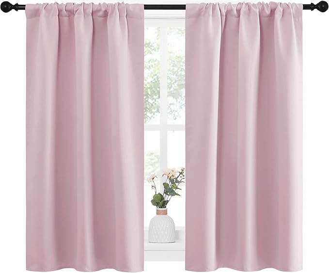 NICETOWN Kitchen Curtains Thermal Insulated Curtains & Drapes, Small Window Blackout Curtain Panels for Girls Room (Lavender Pink, 34 in x 45 in (W x L), 2 Panels)
