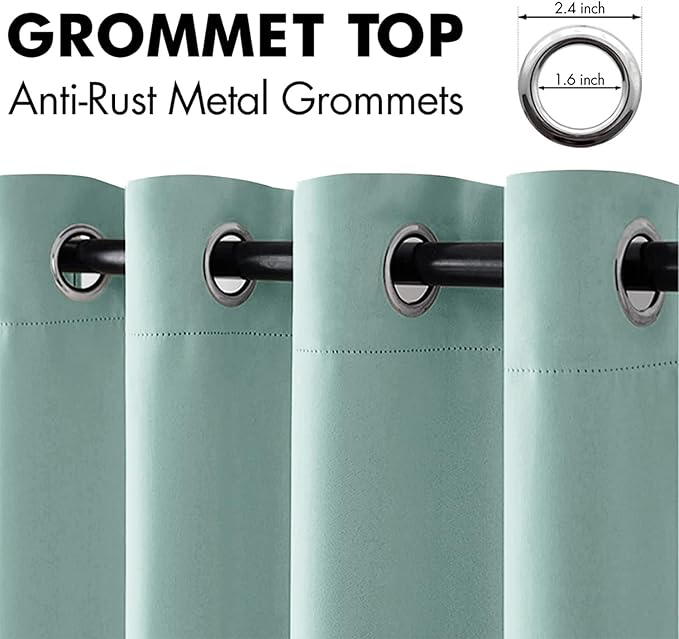 MIULEE Blackout Curtains for Bedroom Living Room Thermal Insulated Room Darkening Grommet Top Solid Light Blocking Drapery Set of 2 Window Panels 52 x 72 Inches Aqua