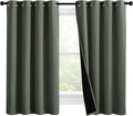 NICETOWN 100% Blackout Curtains 57 inches Long, Double-Deck Completely Blackout Window Treatment Thermal Insulated Lined Drapes for Small Window (Dark Mallard, 1 Pair, 55 inches Width Each Panel)