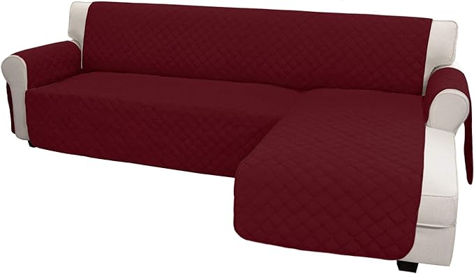 Easy-Going Sofa Slipcover L Shape Sofa Cover Sectional Couch Cover Furniture Protector Mat for Pets Dog Cat (Large,Christmas Red/Christmas Red)