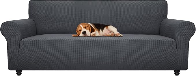 ZNSAYOTX Stretch Oversized Couch Cover Universal Sofa Covers for Living Room Dogs Pet Furniture Protector Spandex Extra Large Sofa Slipcovers with Anti Slip Foam Sticks (Dark Grey, XL Sofa)