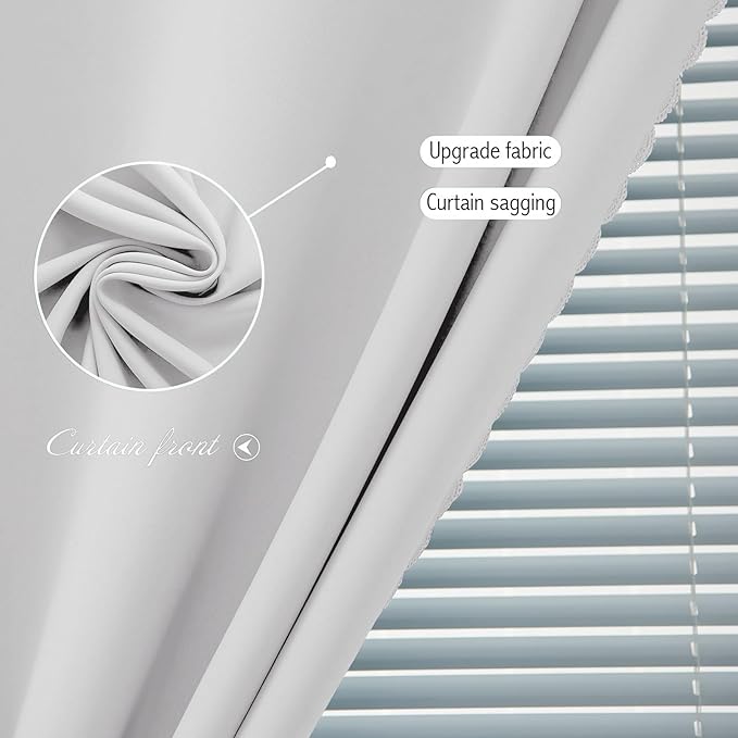 Blackout Curtains for Bedroom Sticky Curtain Blackout Window Cover Self Adhesive Curtains Rod No Drillng, 47" W X 79" L, Light Grey, 1 Panel