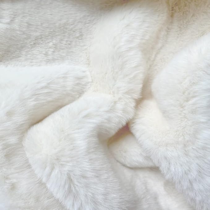 ORINOVA White Faux Bunny Fuzzy Fur Rugs for Bedroom Living Room Shag Washable Furry Area Rug 2x6 Nursery Shaped Rug Teen Room Décor