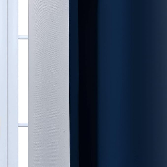 Yakamok Room Darkening Ombre Curtains,Thermal Insulated Grommet Window Drapes, Light Blocking Gradient Color Curtains for Bedroom(Blue and Greyish White, 52x45 Inch, Set of 2)