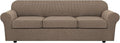 H.VERSAILTEX 4 Piece Stretch Sofa Covers for 3 Cushion Couch Covers for Living Room Furniture Slipcovers (Base Cover Plus 3 Seat Cushion Covers) Thicker Jacquard Fabric (Large Sofa, Macchiato)