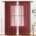 SpaceDresser Basic Rod Pocket Sheer Voile Window Curtain Panels Burgundy 1 Pair 2 Panels 52 Width 84 Inch Long for Kitchen Bedroom Children Living Room Yard(Burgundy,52 W x 84 L)