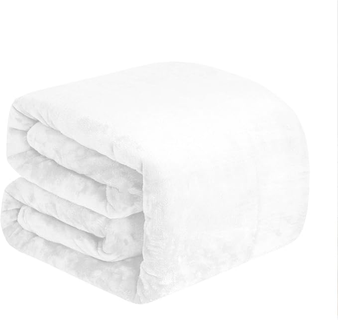 BEDELITE Fleece Blanket Twin Size White Throw Blanket for Couch & Bed, Luxury Plush Cozy Fuzzy Blanket 60x80 inches, Super Soft Warm Lightweight Throw Blanket for Travel Camping