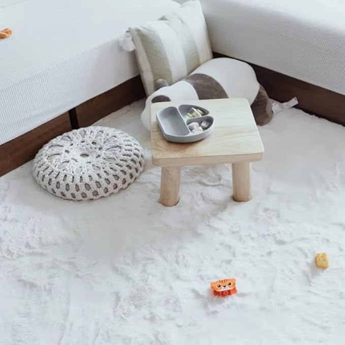 Ghouse Faux Rabbit Fur Round Rug 4ft White Round Rugs for Bedroom Decor Fluffy Area Rugs for Living Room, no-Shedding Carpet Sheepskin Washable Rug Rome Decor