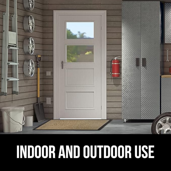 GORILLA GRIP 100% Waterproof All-Season WeatherMAX Doormat, US Designed Natural Rubber, Stain and Fade Resistant, Low Profile Indoor Outdoor Door Mats, Easy Clean Patio Mat, 29x17, Home Sweet Home