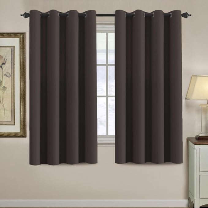H.VERSAILTEX Blackout Curtains for Bedroom 63 Inches Length Thermal Insulated Curtain Energy Efficient Curtain Small Window Blackout Drapes for Winter Season, 1 Panel, Chocolate Brown, 52" W x 63" L