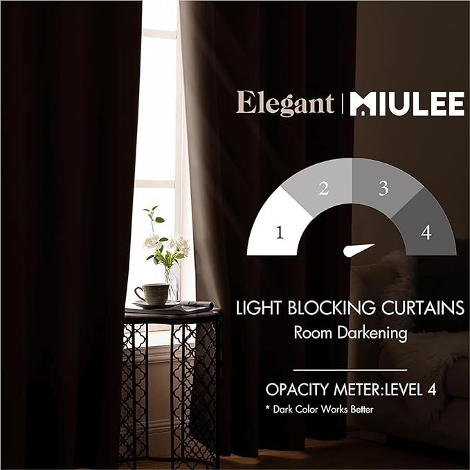 MIULEE Blackout Curtains 96 Inches Long for Bedroom Living Room Thermal Insulated Room Darkening Grommet Top Solid Light Blocking Drapery Set of 2 Window Panels Chocolate Brown