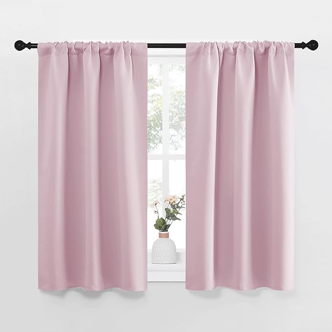 NICETOWN Kitchen Curtains Thermal Insulated Curtains & Drapes, Small Window Blackout Curtain Panels for Girls Room (Lavender Pink, 34 in x 45 in (W x L), 2 Panels)