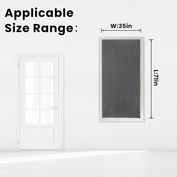 Magic Tape Stick On Curtains Window Shades Pull Down Blackout Window Cover Blackout Curtains for Bedroom No Drillng Self Adhesive Curtains No Rod Small Curtain, 35" W X 71" L, Grey, 1 Panel