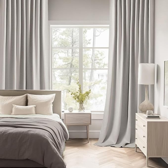 MIULEE Stone Back Tab Blackout Curtains 102 Inch Long 2 Panels Set for Bedroom, Rod Pocket/Pinch Pleated Thermal Insulated Living Room Darkening Light Blocking Floor to Ceiling Drapes