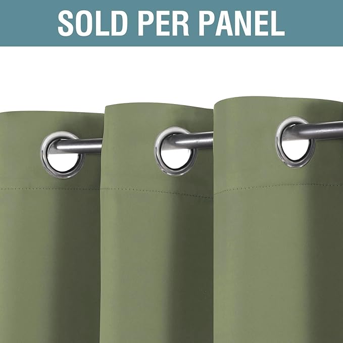 H.VERSAILTEX Blackout Curtain for Living Room Thermal Insulated Window Treatment Curtain Extra Long 96 inch Length Energy Saving Solid Grommet Top Blackout Drape, One Panel, Sage, 52" W x 96" L