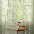 YJ YANJUN Vintage Lace Curtains 45 Inch Length-Victorian Floral Pattern Sage Green Sheer Curtain Panels for Living Room Bedroom,Light Filtering Spring Summer Cottage Core Drapes 2 Panels 52W x 45L