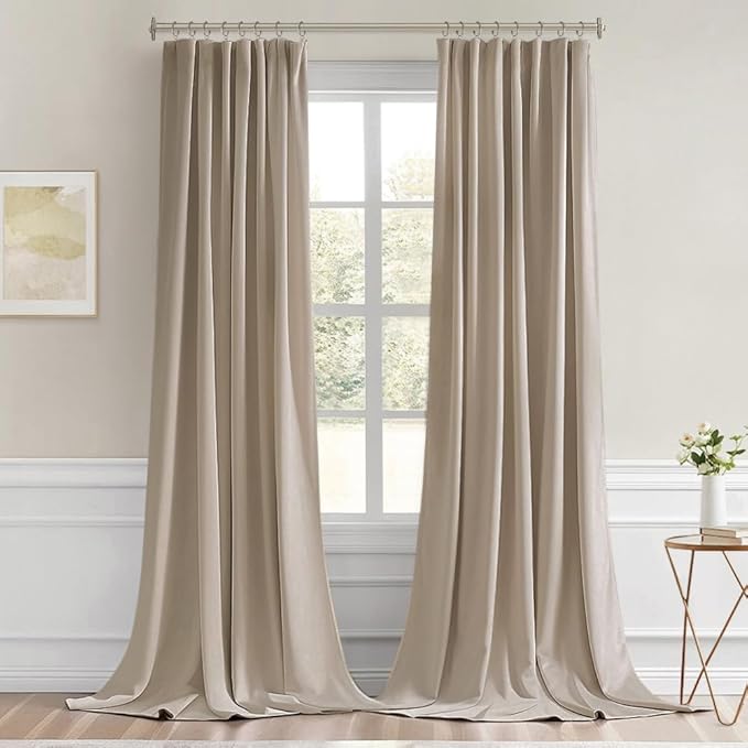 MIULEE Taupe Back Tab Blackout Curtains 120 Inch Long 2 Panels Set for Bedroom, Rod Pocket/Pinch Pleated Extra Long Thermal Insulated Living Room Darkening Light Blocking 10FT Drapes