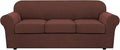 H.VERSAILTEX 4 Piece Stretch Sofa Covers for 3 Cushion Couch Covers for Living Room Furniture Slipcovers (Base Cover Plus 3 Seat Cushion Covers) Upgraded Thicker Jacquard Fabric (Sofa, Burnt Brick)