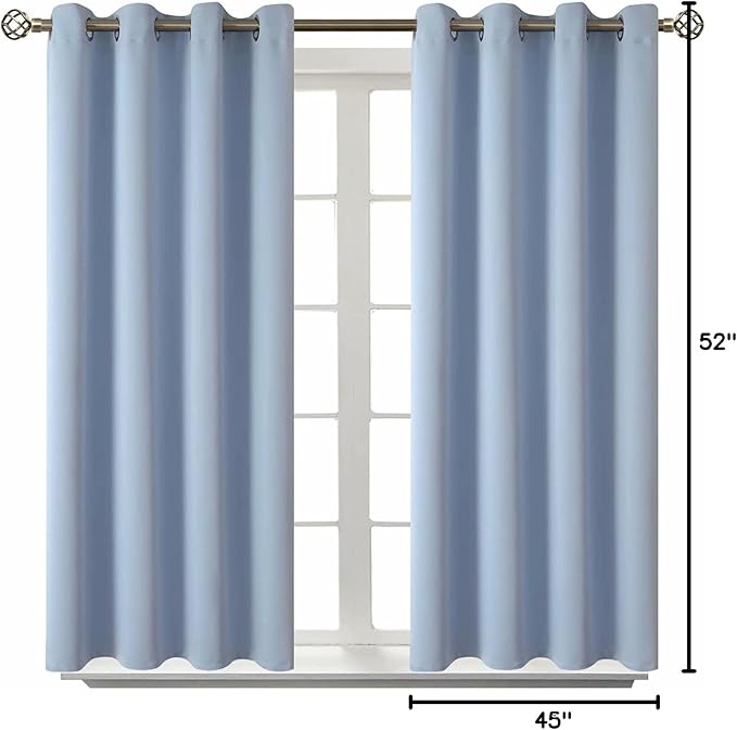 BGment Blackout Curtains for Living Room - Grommet Thermal Insulated Room Darkening Curtains for Bedroom, 2 Panels of 52 x 45 Inch, Spa Blue