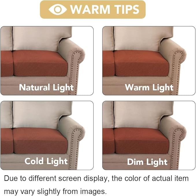 H.VERSAILTEX Super Stretch Couch Cushion Covers Sofa Cushion Slipcovers Jacquard Fabric Individual Seat Couch Slipcover Sets for Pets with Elastic Bottom(3 Packs Cushion Sofa Covers, Rust)