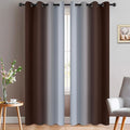 Yakamok 84 Inch Length Thermal Insulated Gradient Color Ombre Curtains with Grommet, Room Darkening Window Drapes for Bedroom (Brown and Greyish White, 52x84 Inch, Set of 2)