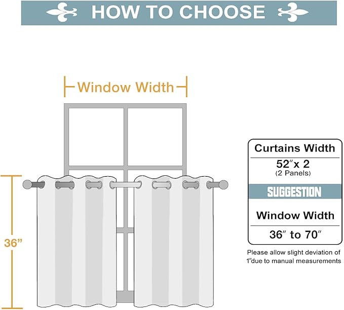 ChrisDowa Small Window Curtains for Kitchen and Bedroom - Grommet Short Thermal Insulated Room Darkening Curtains (2 Panels, Royal Purple, 52 x 36 Inch)