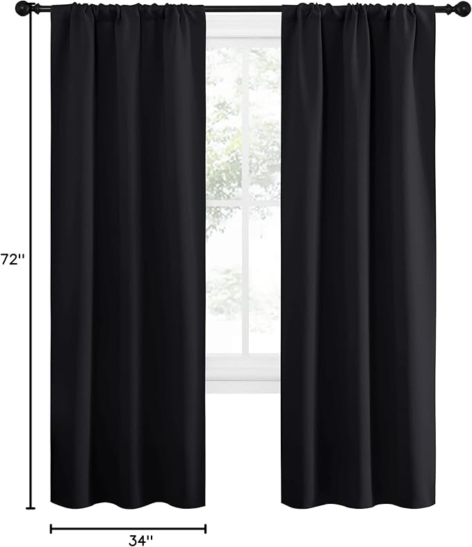 NICETOWN Halloween Black Out Curtain Panels for Kitchen - Energy Smart Decoration Thermal Insulating Blackout Drapes/Draperies for Small Window (2 Panels, 34 inches Wide by 72 inches Long)