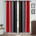 Yakamok Blackout Ombre Black and Red Curtains for Bedroom,Room Darkening Grommet Thermal Insulated Full Light Blocking Window Drapes/Curtains for Living Room,52 x 72 Inch,2 Panels