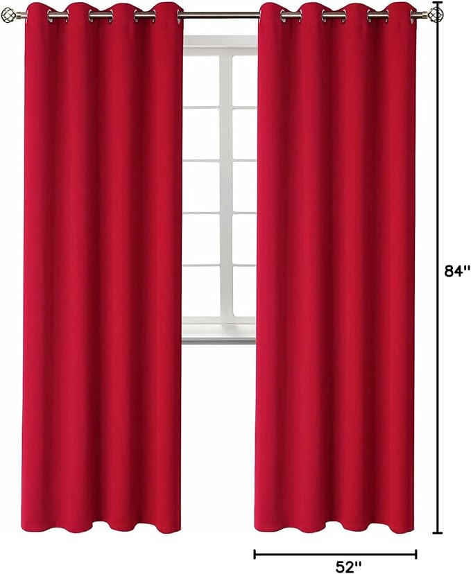 BGment Christmas Room Darkening Curtains 84 Inches Long - Grommet Thermal Insulated Drapes Window Treatment Curtains for Bedroom, 2 Panels, 52 x 84 Inch, Red