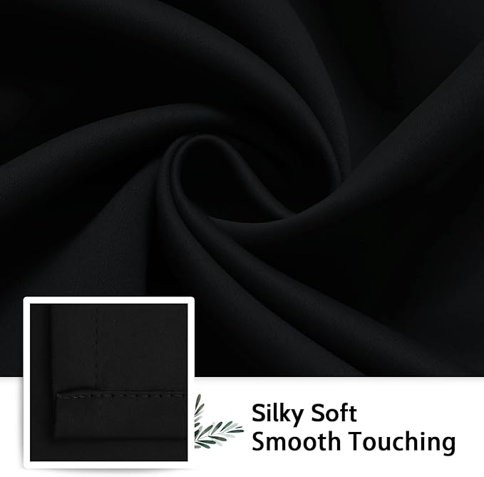 SimpleHome 100% Blackout Curtains for Bedroom,Thermal Insulated Grommet Window Drapes Room Darkening Black Curtains for Living Room with Black Back,52 x 63 Inch,2 Panels