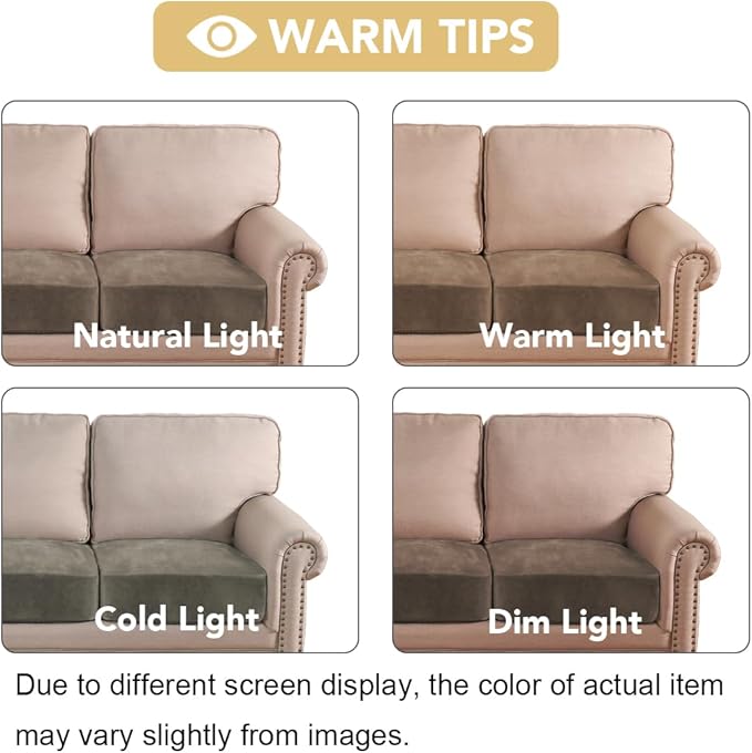 H.VERSAILTEX Velvet Stretch Couch Cushion Cover Plush Cushion Slipcover for Chair Loveseat Sofa Cushion Furniture Protector Seat Cushion Sofa Cover (2 Piece Medium Sofa Cushion Covers, Mocha)