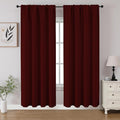 CUCRAF Burgundy Red Blackout Curtains 72 inch Length 2 Panels Set, Rod Pocket Room Darkening Drapes for Bedroom Living Room, Insulated Thermal Light Blocking Window Curtain (W52 x L72 Inch)