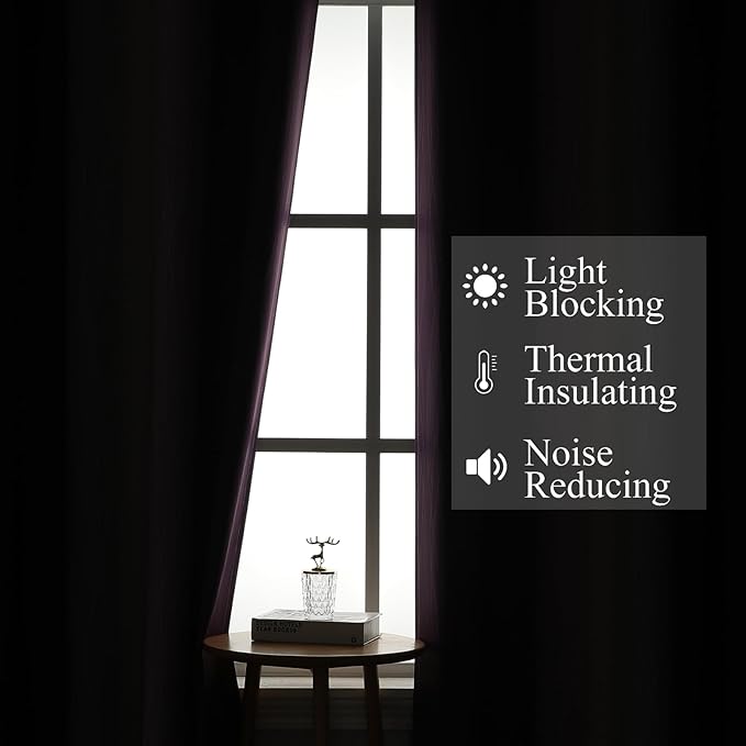 Estelar Textiler Black and Purple Ombre Blackout Curtains 90 Inches Long 2 Panels Set, Thermal Insulated Gradient Drapes for Bedroom, Energy Saving Grommet Curtains for Living Room,52Wx90L
