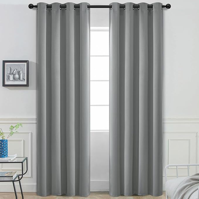 Yakamok Dove Grey Room Darking 108 Inch Length 2 Panel Sets for Livingroom Dining Room Darkening Thermal Insulated Bay Window Hotel Modern Elegant Black Out Sunblock Curtins/Bedroom,52 x 108 Inches