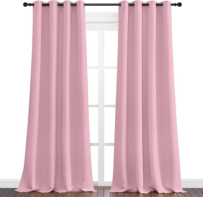 NICETOWN Crystal Pink Blackout Curtains 102" Long for Office, 55" Wide, 2 Pieces, Dining Room, Guest Room, Sound Reducing Heat and Cold Block Curtain Panels for Modern Room Decorative