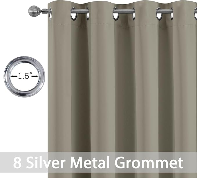 Yakamok 84 Inch Long Light Blocking Blackout Curtains, Room Darkening Thermal Insulated Blackout Drapes with Grommet for Bedroom (52x84Inch, Taupe, 2 Panels)
