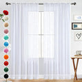 SpaceDresser Basic Rod Pocket Sheer Voile Window Curtain Panels White 1 Pair 2 Panels 70 Width 95 Inch Long for Kitchen Bedroom Children Living Room Yard(White,70 W x 96 L)