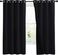 NICETOWN 100% Blackout Curtains with Black Liners, Thermal Insulated Full Blackout 2-Layer Lined Drapes, Energy Efficiency Window Draperies for Bedroom (Black, 2 Panels, 55-inch W by 68-inch L)