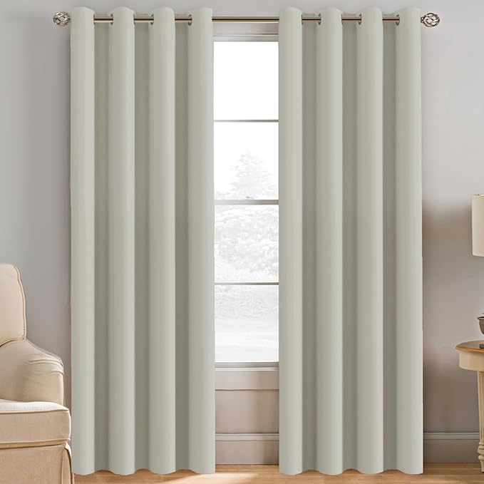 H.VERSAILTEX Light Blocking Curtain for Living Room Thermal Insulated Window Treatment Panel/Drape for Dining Room, Elegant Soft Curtain for Bedroom Grommet Top One Panel (Ivory - 52x120 Inches)
