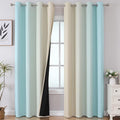 Estelar Textiler Ombre Aqua and Beige Blackout Curtains 96 Inches Long for Sliding Door, Gradient Thermal Insulated Full Light Blocking Grommet Blackout Drapes for Bedroom, 52Wx96L, 2 Panels