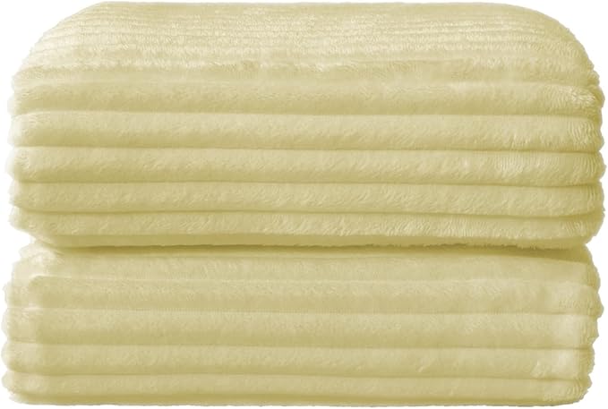 BEDELITE Fleece Blanket Twin Size – 3D Ribbed Jacquard Soft and Warm Decorative Fuzzy Blankets – Cozy, Fluffy, Plush Lightweight Throw Blankets for Couch, Bed, Sofa(Transparent Yellow, 60x80 inches)