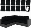 hyha 12Pcs Patio Cushion Covers, Stretch Outdoor Couch Cushion Covers Replacement, Washable Outdoor Chair/Sofa Slipcovers for Patio Furniture Cushions Protector with Elastic Bottom(Black,Cover Only)