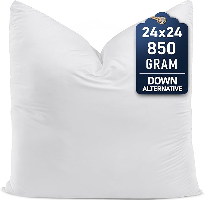 Utopia Bedding Throw Pillows (Set of 1, White) – 24 x 24 Inches Down Alternative Pillows for Bed, Sofa, and Couch - Fluffy Decorative Stuffer Pillow for Indoors & Outdoors