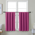 Simplebrand Ava Hot Pink Short 36 Inches Blackout Curtain 2 Panels Set, Half Window Rod Pocket Privacy Curtain Tiers for Kitchen, Curtains Blackout for Bathroom Shades, W40 x L36 Inch, Hot Pink