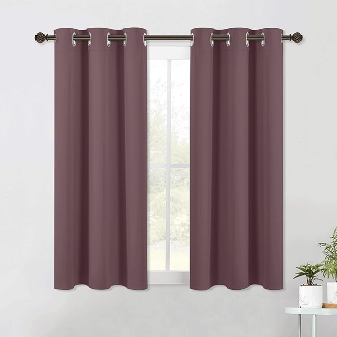 NICETOWN Modern Blackout Curtains Noise Reducing, Thermal Insulated and Privacy Room Darkening Drape Panels for Boy's Guest Room Door Small Short Window (Dry Rose, 2 Panels, W42 x L54 -Inch)