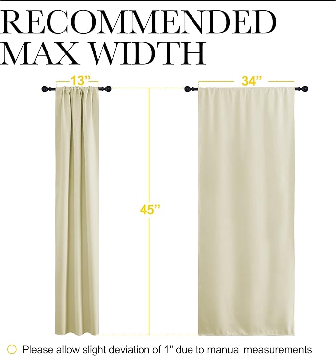 NICETOWN Kitchen Curtains, Short Blackout Curtains & Drapes, Small Window Draperies for Dining Room, Cupboard (Beige, 34 in x 45 in (W x L), Set of 2)